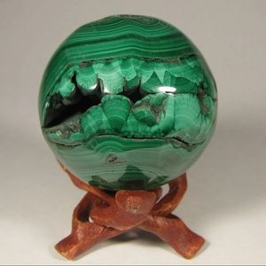 2.1" MALACHITE Gemstone Sphere Ball w/ Stand - Congo, Africa - 53mm